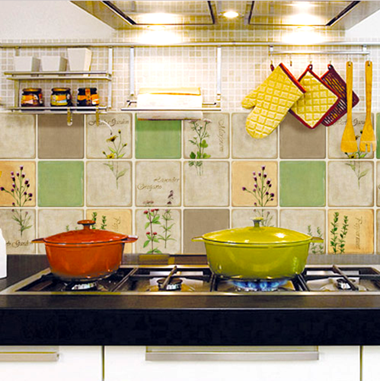 Korea imported anti-oil stickers Pastoral Rabbit self-adhesive anti-oil kitchen stickers Aluminum foil fireproof high temperature wall stickers Tile stickers