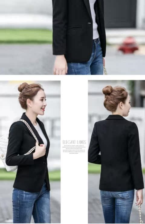 Áo khoác mùa thu đông 2018 phiên bản Hàn Quốc của len dài tay Slim suit giản dị phù hợp với chuyên nghiệp nhỏ phù hợp với quần áo nữ áo khoác nữ cao cấp