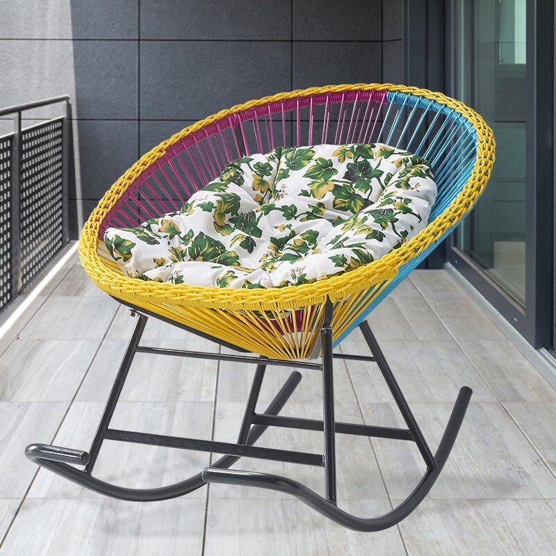 Summer leisurely leaning on the balcony rocking chair summer reclining chair adult household rattan lazy color rocking chair Xiaoyao paralyzed stall