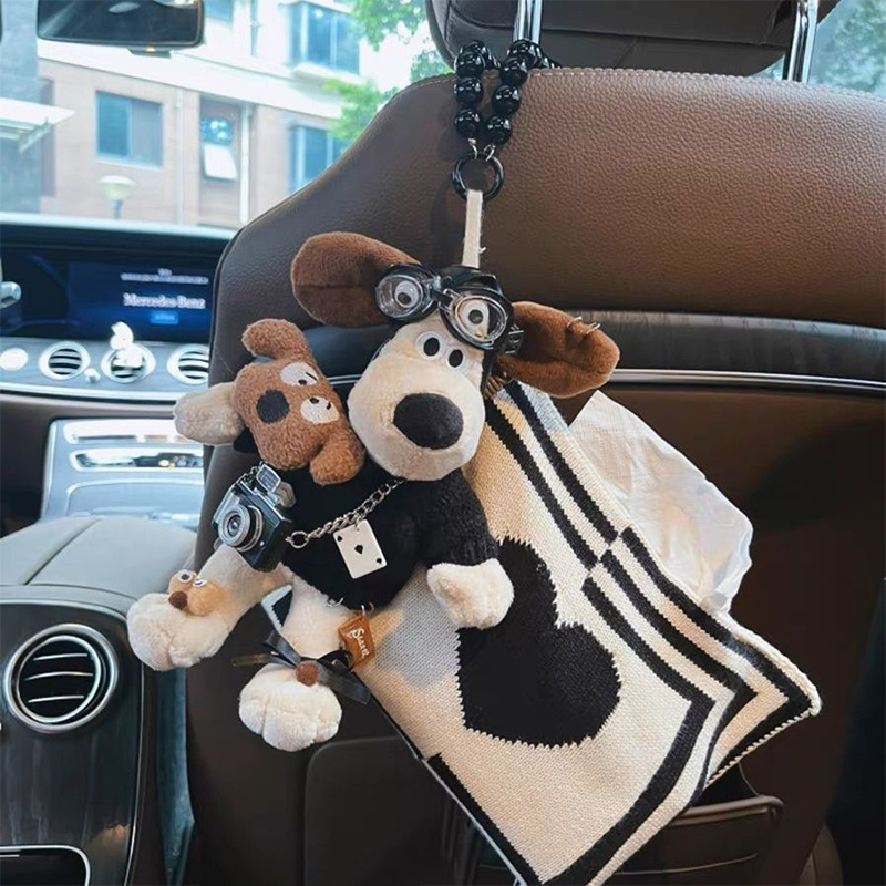 Cute and Creative High-End Car Tissue Box Holder with a Dog Design, Car Tissue Dispenser, Car Doll Decoration Ornament