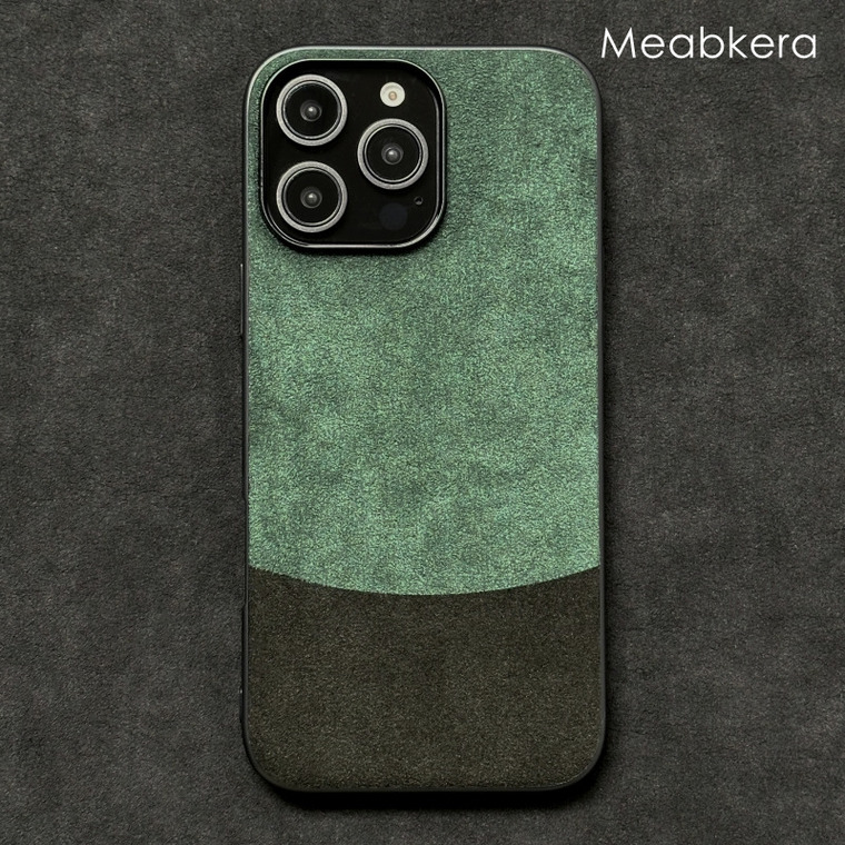 Two Tone ALCANTARA Suede Microfiber High End Premium 16, 16 Plus, 16 Pro, 16 Pro Max iPhone Case