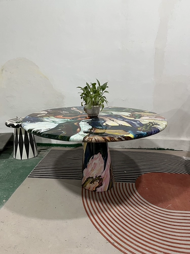 FRP Creative Light Luxury Crown Casual Dining Table голландский художник таяющий печь Сторона несколько секс -картинок цвето