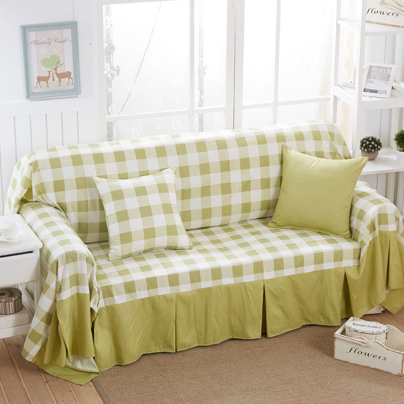 Grid sofa cover full cover sofa cover single double triple sofa protection cover anti-cat grab