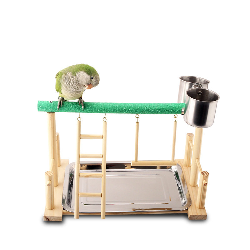 Small and medium parrot stand peony Xuanfeng Xiaotai monk golden sun Keck moon wheel wood bird shelf interaction