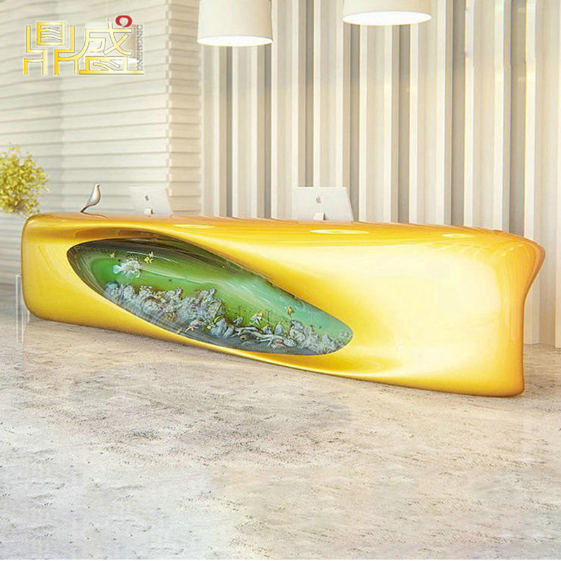 Glass Fiber Profiled Receptionist Creative Company Reception Front Desk Mall Hotel Sample House Display Center Service Front Office Furniture
