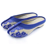 Сине-белые этнические высокие туфли, тапочки, слайдеры, этнический стиль