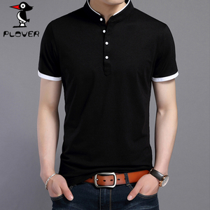 2019夏季立领纯棉男士短袖t恤