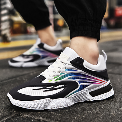 夏季新款加大码45网面轻便跑步鞋韩版百搭黑色青少年板鞋休闲男鞋