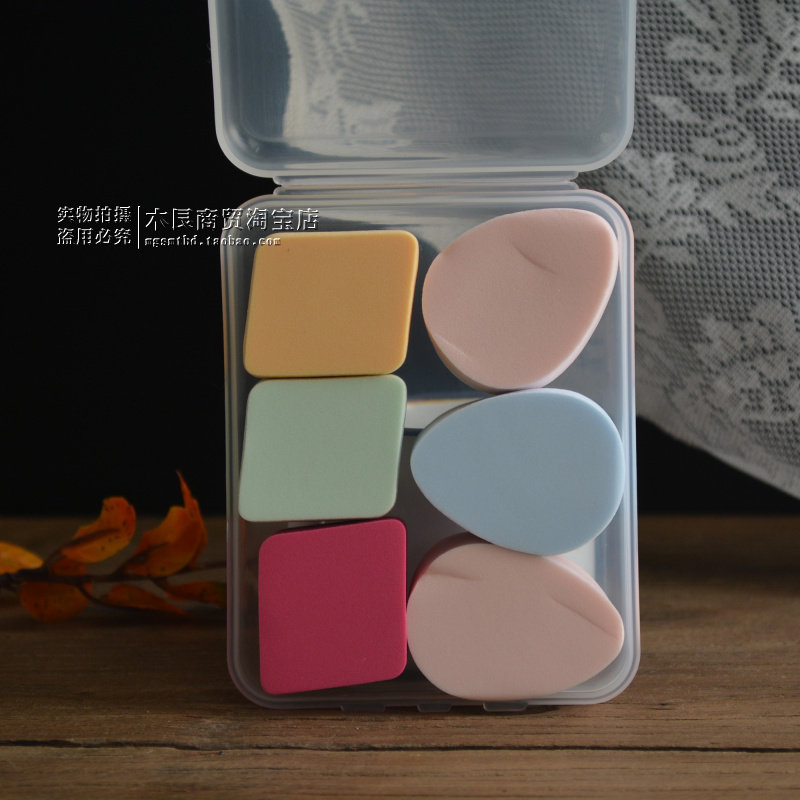  Sandi Yipin multi-function powder puff Delicate skin-friendly dry and wet dual-use makeup remover soak water large 6 packs 118