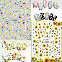 Happy Little Daisy Chamomile Nail Sticker Sunshine to Day-of-the-Day 3D Back gum Cartoon Nail Polish with flower nail polish in English