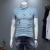 2019 thời trang đường phố mới ve áo thêu áo sơ mi cộc tay cotton cotton ngắn tay áo thun thanh niên nửa tay kinh doanh quần áo nam - Polo áo cotton nam Polo