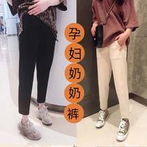 Spring and Autumn Thin Tide Mom Spring Wear Outside Personality Womens Granny Pants Spring Loose Casual Nine Womens Pants