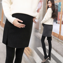 Pregnant women skirt autumn and winter 2021 new winter skirt tide mom 3-9 months Korean version of woolen hip short skirt