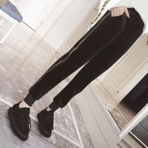 Autumn and winter 2021 New pregnant women winter pants tide mom Korean version wear Joker plus velvet thick loose sports long pants