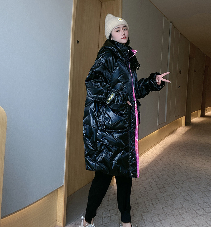 Bright Face Down Clothes Woman Medium Long Version 2020 New Fashion Korean Version Loose Thickened White Duck Suede Dazzling Color Jacket