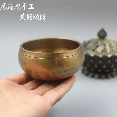 Song Bowl Meng Religious Nepal handmade pure brass Tibetan Sutra Buddha sound bowl Copper Chime Yoga sound therapy Bowl 9 5cm