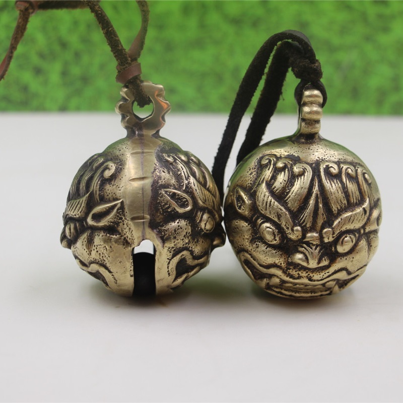 Nepal hand - hand copper double - sided tiger bell bell pendant car - decoration gift