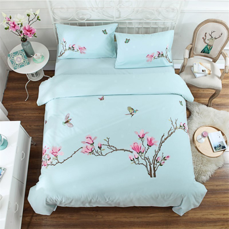 Foreign trade export embroidery quilt cover exquisite embroidery quilt cover Single double cotton twill bedding special price
