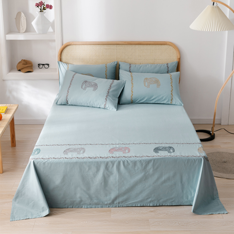Foreign trade tail single European embroidered cotton bed sheet single piece double cotton thick twill embroidery sleeping single special offer