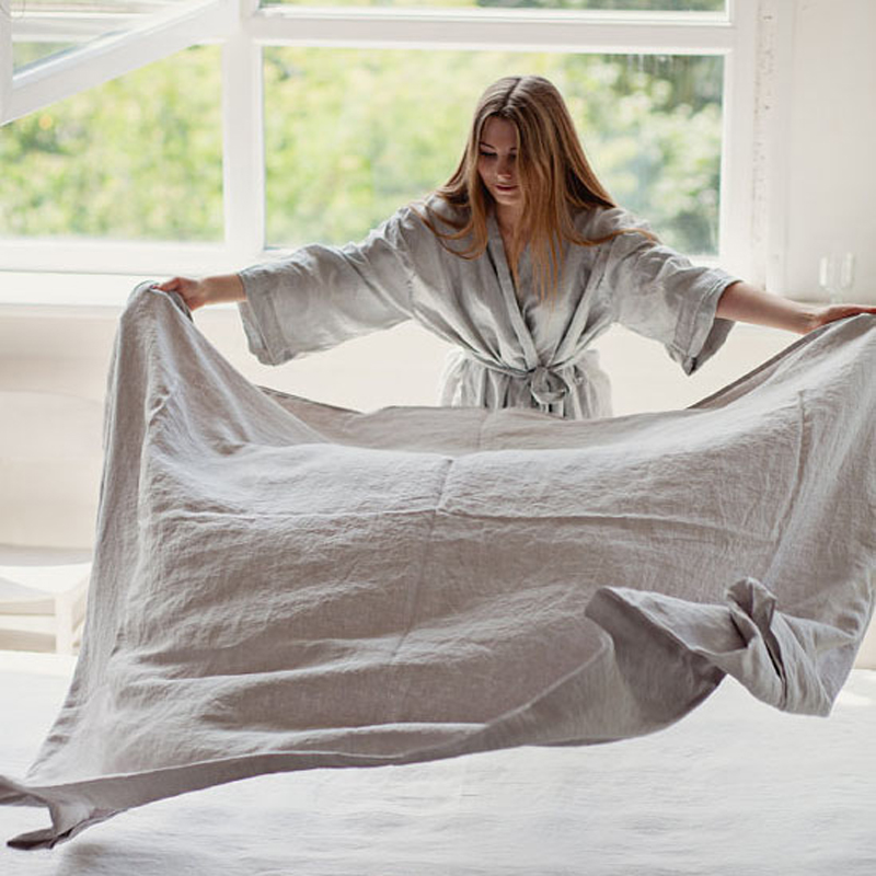 Import French raw materials! Cool and breathable in summer bacteriostatic 100% pure linen sheets single piece