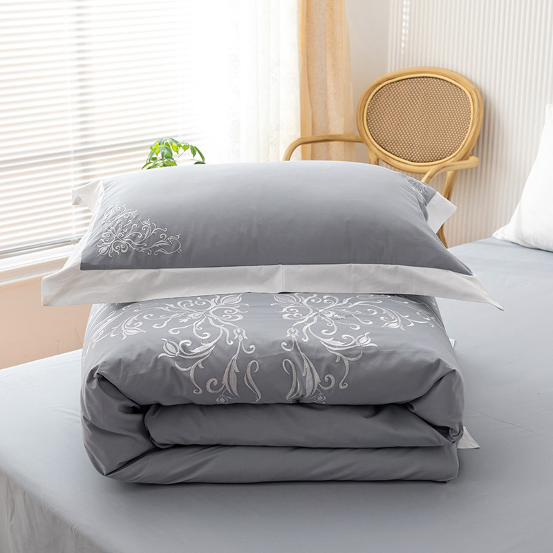 New Exterior Single Embroidered Pure Cotton Four Pieces Compact Naked Sleep 100% Full Cotton Embroidered Quilt Cover Double Quilt Cover Special Price Clear