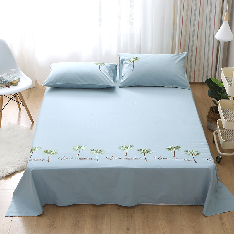 Foreign trade pure cotton embroidered bed linen single piece thickened twill cotton double full cotton embroidery sleeping single bed on supplies special price