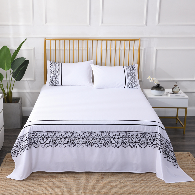 White cotton embroidered double bed single single piece cotton embroidered sleeping single pillowcase single 1 5 m 1 8m special offer