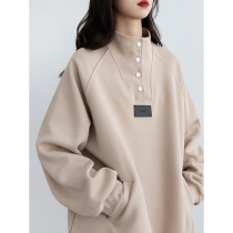 Known for big code loose collar semi-open sleeve head sports casual weaters 2023 autumn and winter new display slim coat tide