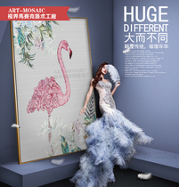 Personalized custom Flamingo mosaic Cut painting puzzle Tile background wall Entrance restaurant bathroom modern mural