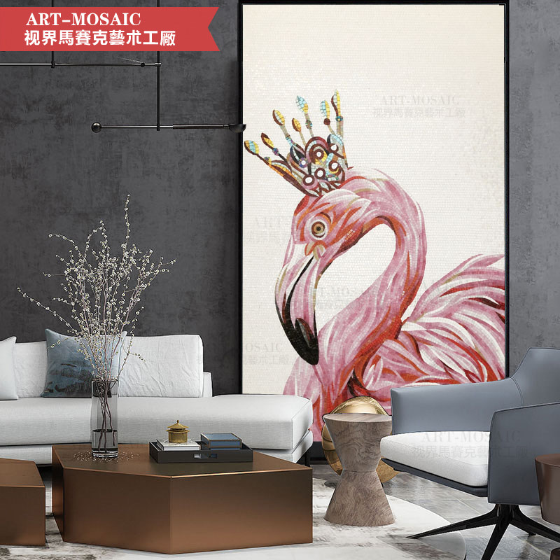 Personality custom mosaic script decorated background wall tile minimal modern flamingo restaurant puzzle murals