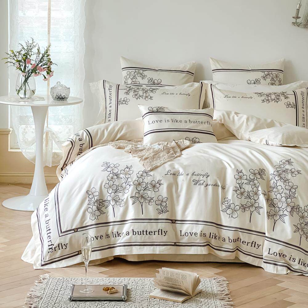 Sleep well 100 double-strand Australian cotton high-definition secret garden French retro Hepburn cotton four-piece set