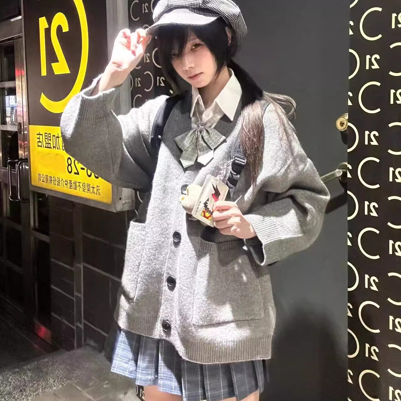"Goddess Club" Top Student Sweater, JK Uniform Style, School-Supply Knitted Cardigan, Long Sleeve, Preppy Style, Women's Autumn/Winter Japanese Style