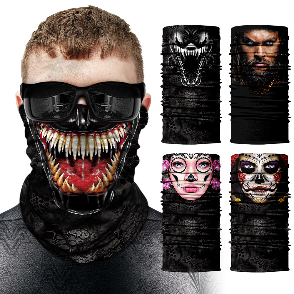 Skull Halloween Neck Cover Female Sunscreen Mask Anti-UV Bib Riding Hood Hip Hop Magic Bandana Face Scarf