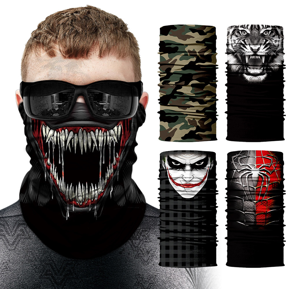Outdoor sunscreen hip-hop 3D Magic headscarf Skull Skull Poison Clown Women's Scarf Riding Windproof Face Towels Mask Man-Taobao