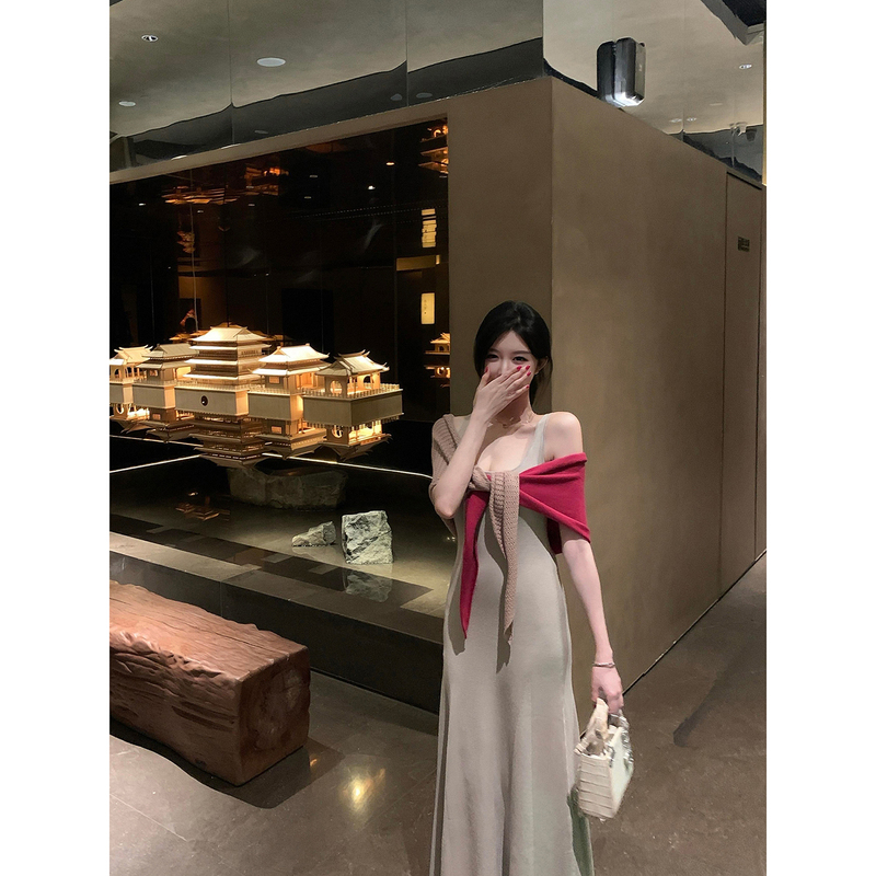 Sweetc/French-Style High-End U-Neck Knitted Camisole Dress for Women, Summer Socialite Style, Bodycon Tank Dress Sweetc/French-Style High-End U-Neck Knitted Camisole Dress for Women, Summer Socialite Style, Bodycon Tank Dress