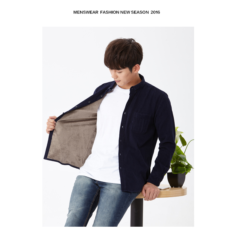 Shaba mùa đông nam cotton vải nhung ấm áp áo sơ mi nam dài tay cộng với áo nhung dày nhung ấm shop áo sơ mi nam
