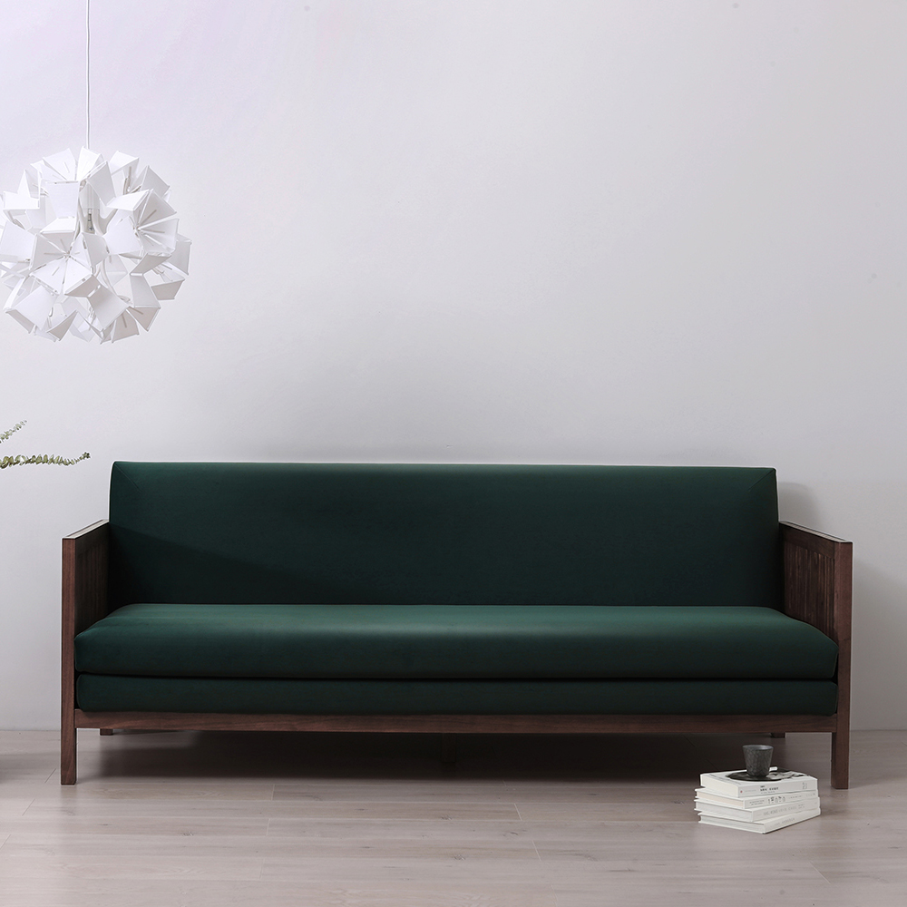 Qiushan Handmade Furniture Rose Sofa Ash Cherry Black Walnut Solid Wood Fabric New Chinese Style Simple Living Room