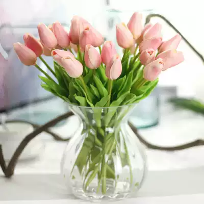 High-grade Pu feel Tulip living room dry flower home decoration dining table decoration simulation bouquet fake flower silk flower decoration