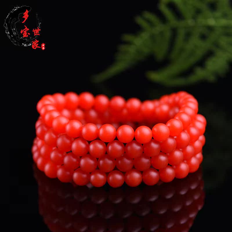 Natural Baoshan South Red 108 Handmade Buddha Beads Hand Strings Full of Stuffed Flesh Round Pearl Accessories for Men and Women Couples