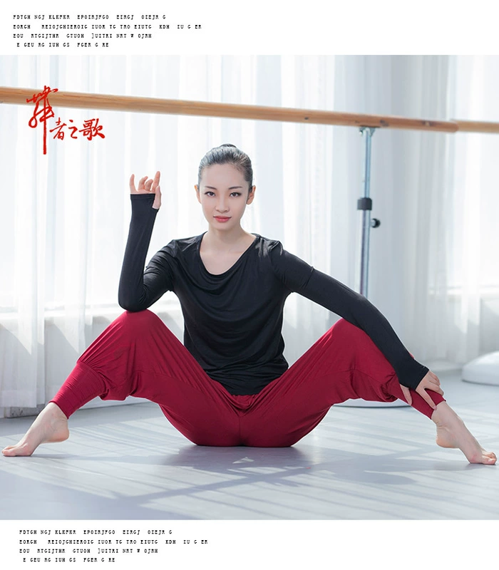 Modal dance dress đen vuông set set đề cập đến áo sơ mi dài tay cơ thể yoga quần áo tập yoga - Khiêu vũ / Thể dục nhịp điệu / Thể dục dụng cụ