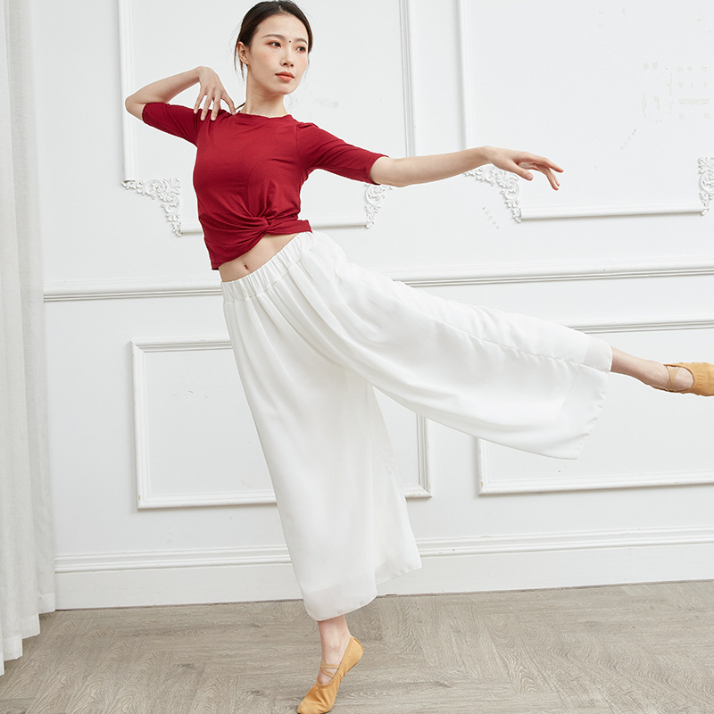 Modale Practicing Pants White Dance Pants Loose Snow Spinning Broadlegged Pants Modern Dance Classical Dance Yoga Pants