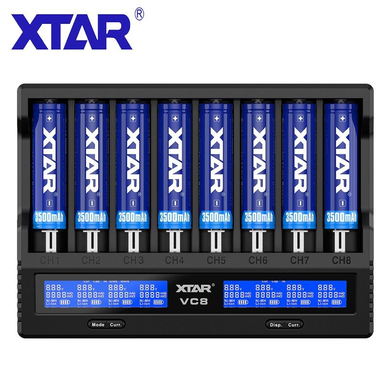 XTAR VC8 18650 21700 26650 battery charger 8-slot 3A intelligent capacity internal resistance test