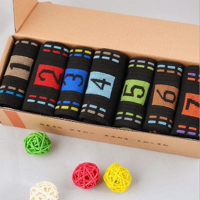 Socks men's week gift boxs socks men's socks 7-days socks seven-day socks mid-tube creative socks trendy autumn box shipping free