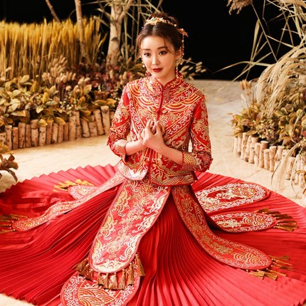 秀禾服新娘2018新款中式宫廷结婚喜服龙凤褂