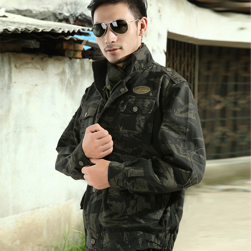 Pure cotton camouflan suit for men and women in spring and autumn comfortable and abrasion resistant to wear genuine advanced camouflated work clothes military training