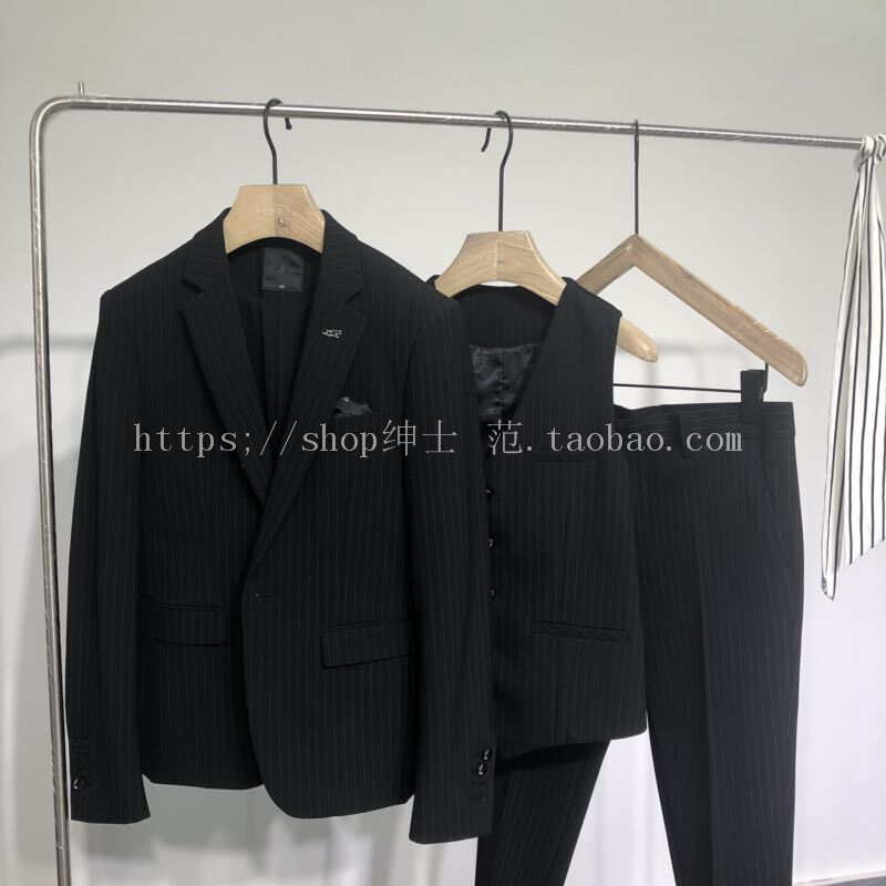Quạt quý ông 2018 thu đông thời trang mới Anh kinh doanh bình thường phiên bản nam Hàn Quốc của bộ đồ sọc tự canh bộ vest nam trẻ trung