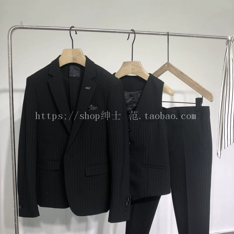 Quạt quý ông 2018 thu đông thời trang mới Anh kinh doanh bình thường phiên bản nam Hàn Quốc của bộ đồ sọc tự canh quần dài nam