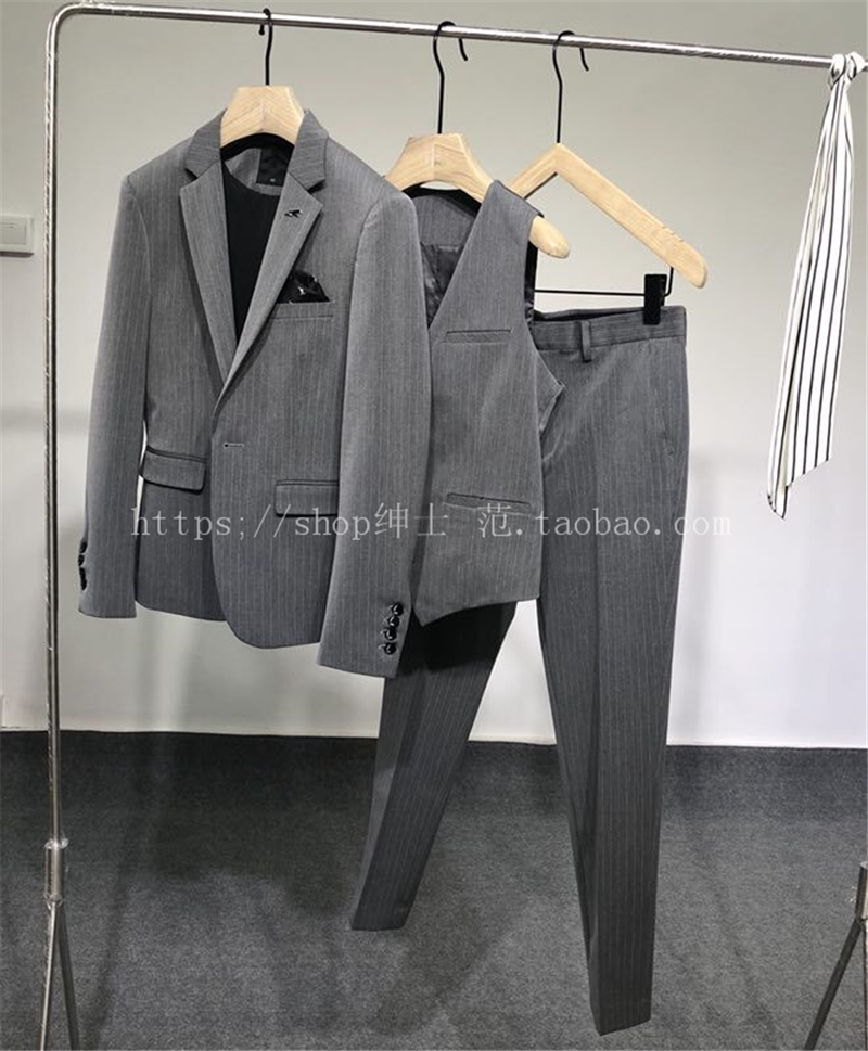 Quạt quý ông 2018 thu đông thời trang mới Anh kinh doanh bình thường phiên bản nam Hàn Quốc của bộ đồ sọc tự canh bộ vest nam trẻ trung