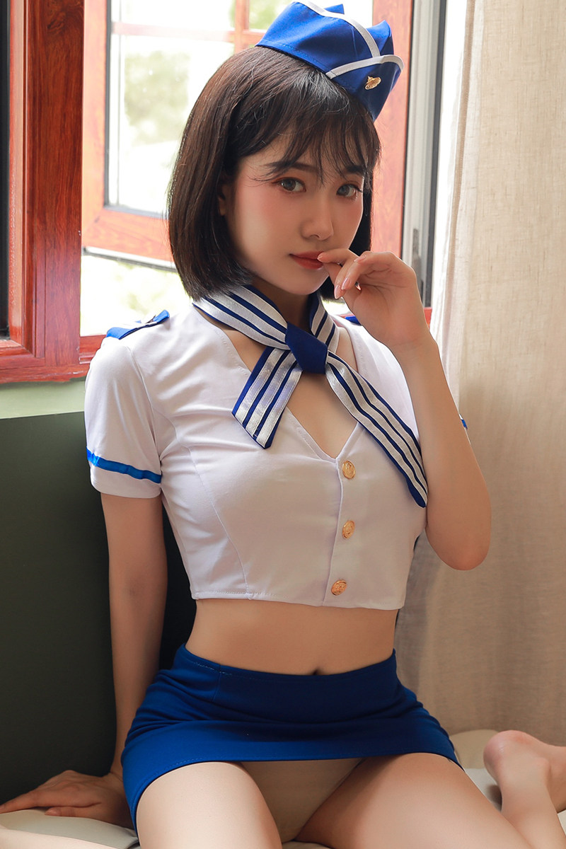 Stewardess wear large size sexy lingerie passion suit uniform temptation flirting large size fat MXXXL flirting sexy