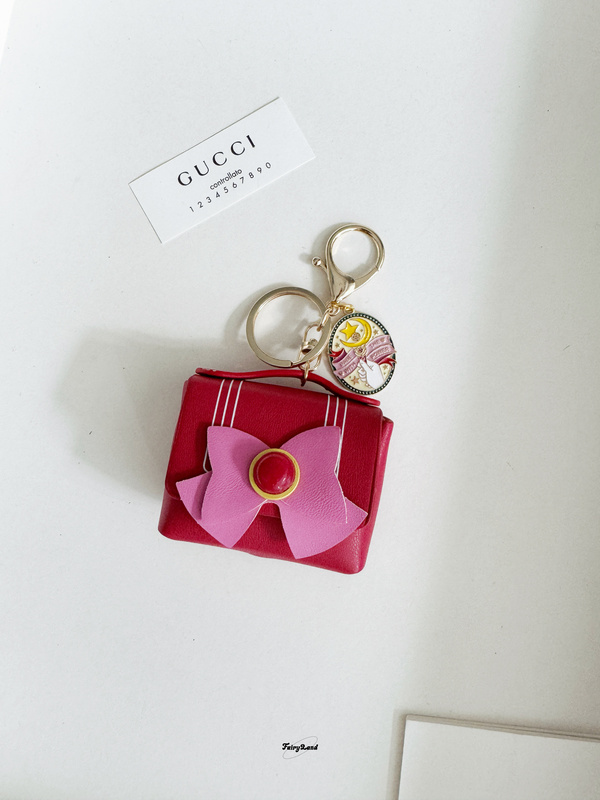 Leather Sailor Moon Ipods Earphone Case Bow Bag Charm Coin Purse Accessory Cute Keychain